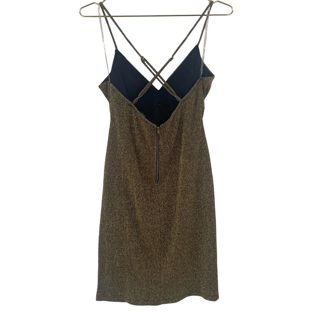 Trac Black and Gold Glitter Mini Dress large - Picture 3 of 8